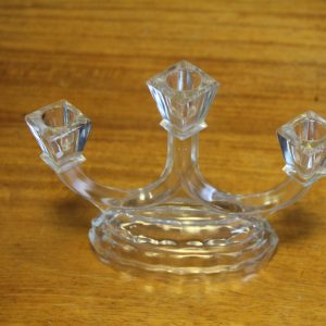 3-haarainen Art Deco tyylinen kynttilänjalka, Riihimäen lasi